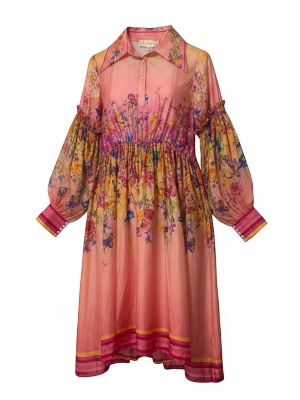 NWT La Fuori Silk Floral Dress Size L - Picture 7 of 11